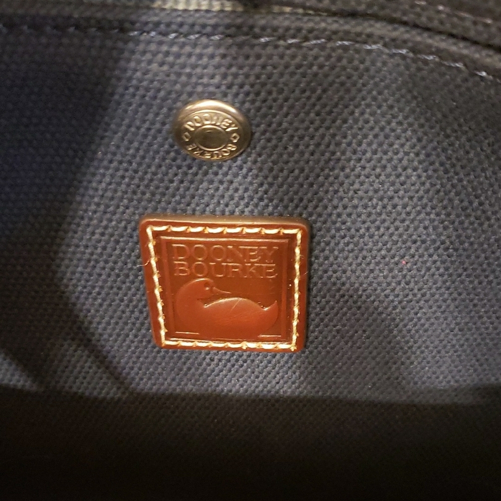 Dooney & Bourke Navy Canvas Tote with Brown Leather Handles - Picture 7 of 17